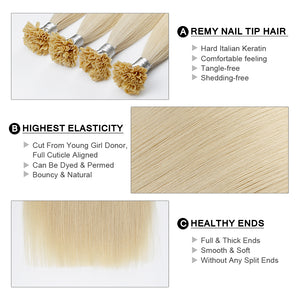 Keratin U Tip Remy Human Hair Extensions Pure Colour (18/20”) (50cm)