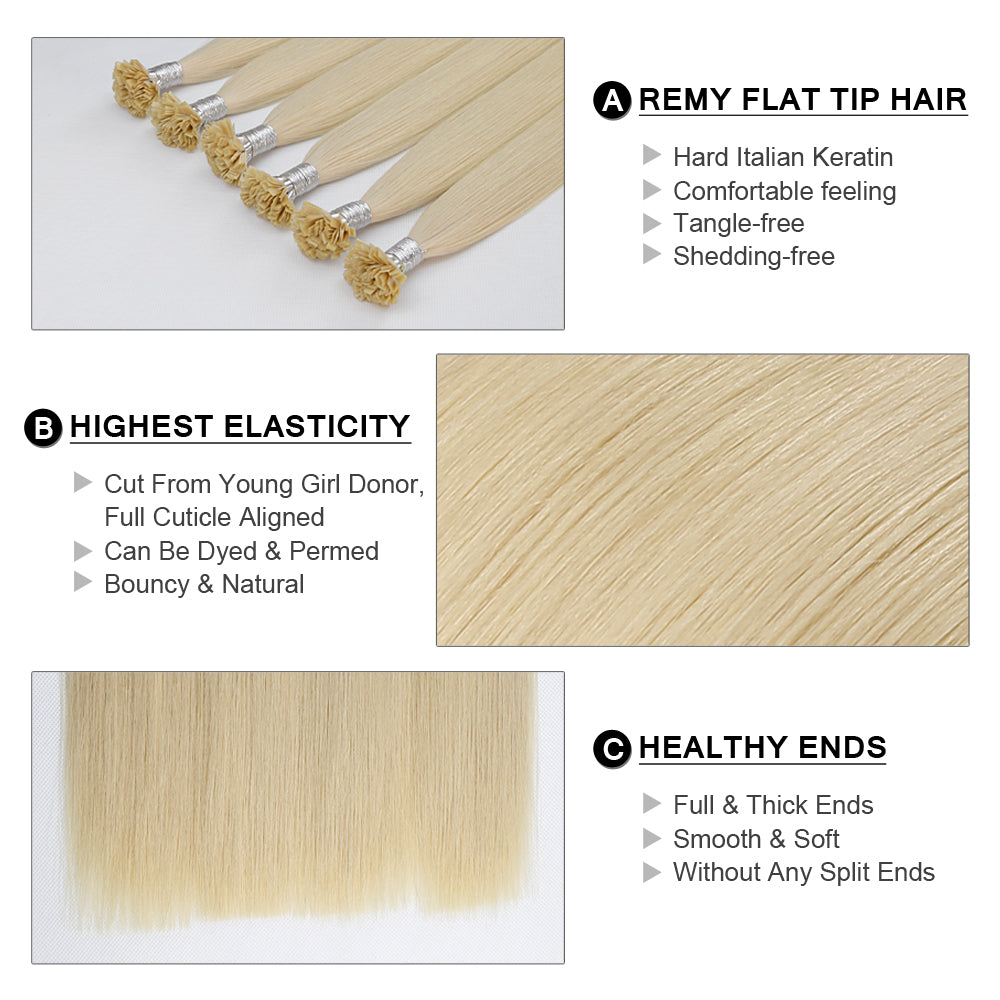 Keratin Flat Tip Remy Human Hair Extensions Mixed Colour (16/18”) (45cm)