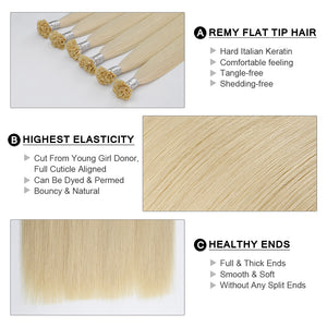 Keratin Flat Tip Remy Human Hair Extensions Mixed Colour (16/18”) (45cm)